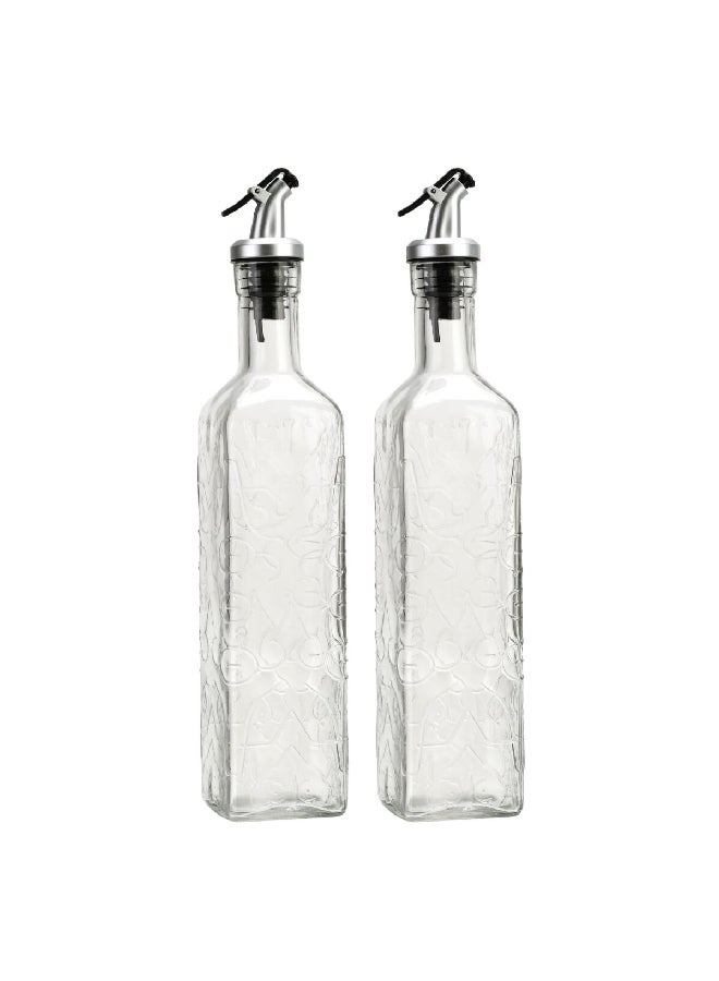 Bien Servi 2-Piece Oil and Vinegar Glass Bottle with Dispenser Nozzle Clear 26.8 x 6.8 x 13 cm 2141