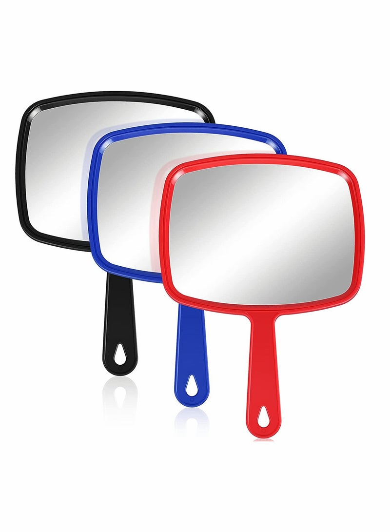 Excefore 3 Pieces Hand Mirror Handheld Cosmetic Mirror With Handle, Makeup Hand Mirror Hairdressers Paddle Mirror Portable Vanity Mirror For Travel, Home And Salon Use (Random Color) - Image 1
