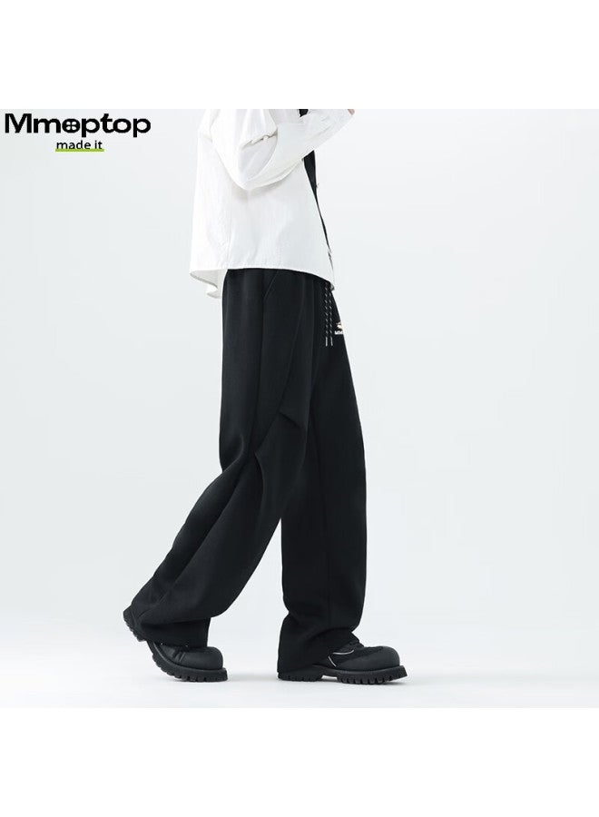 Mmoptop Cotton Curved Knife Pants Autumn Winter Men's Draping Loose Wide-leg Casual Pants Mxxk09, Black, L - Image 5