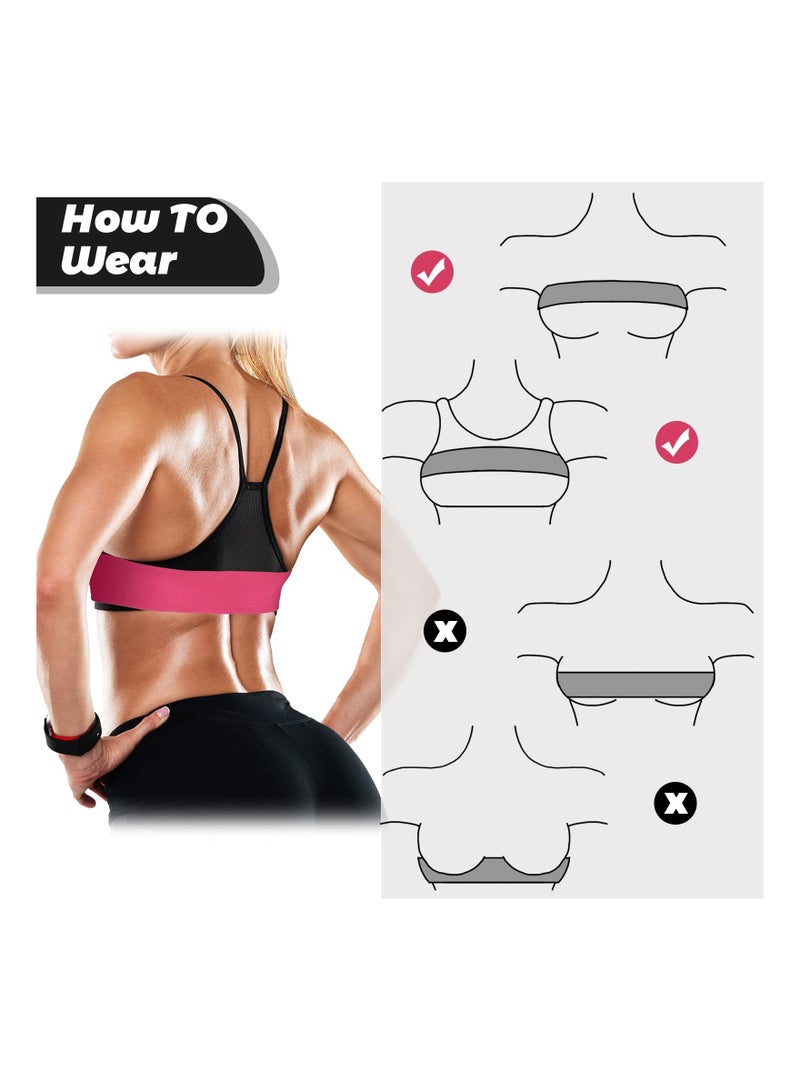 SOLARAE High Impact Adjustable Sports Bra Support Band for Women, No Bounce Stabilizer, Soft & Breathable Fabric, 3 Pack (Black, White, Pink) - Size L - Image 3