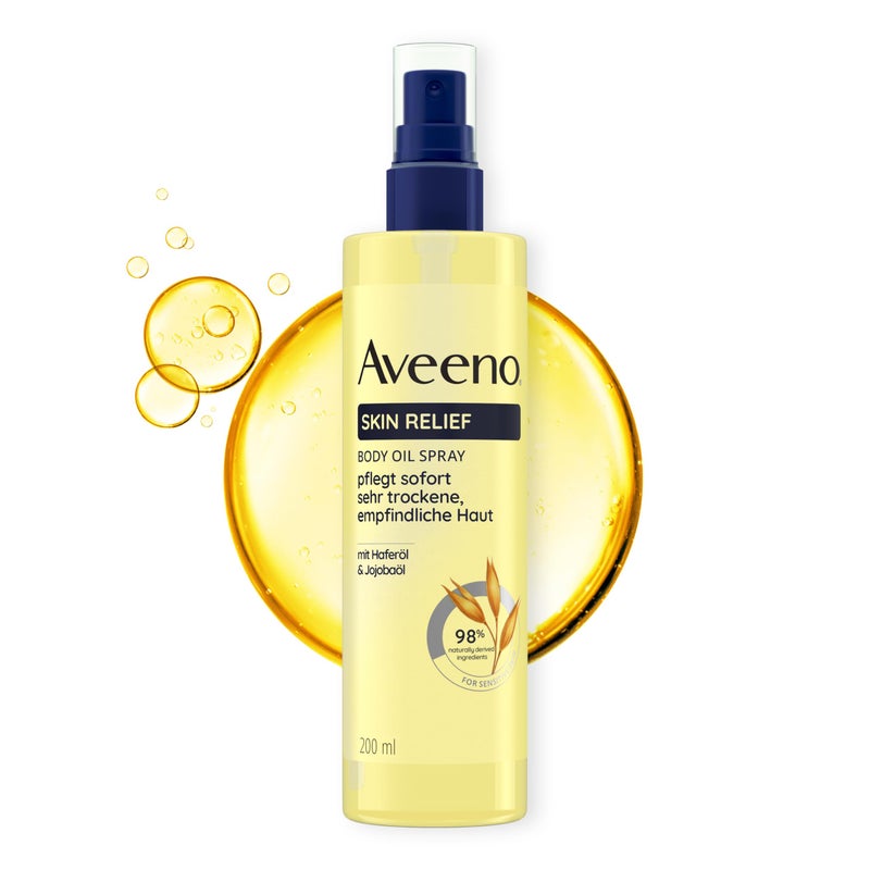 Aveeno Skin Relief Body Oil Spray - With Oat Oil and Jojoba Oil, Provides Long-Lasting Moisture, Strengthens the Skin Protection Barrier and Improves Elasticity for Very Dry, Sensitive Skin