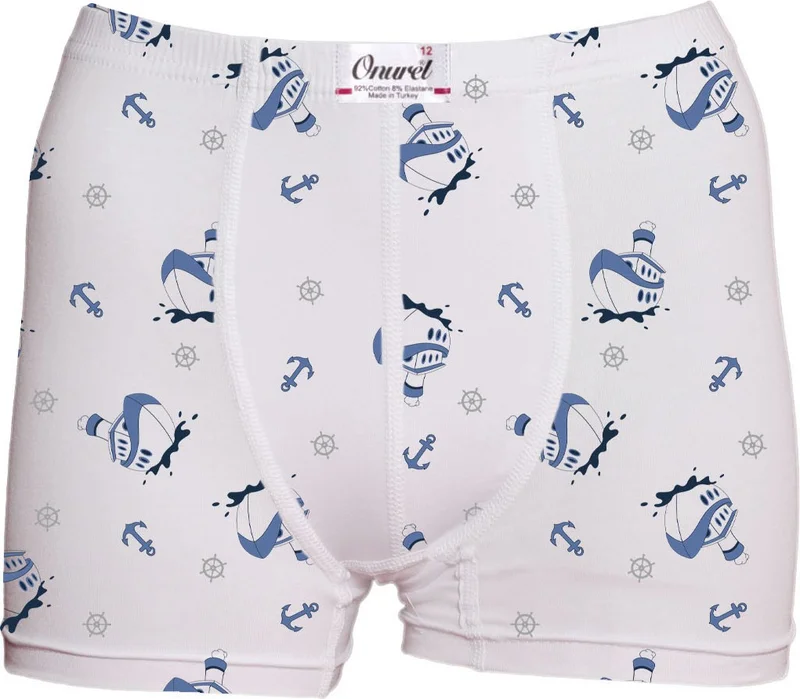 اونوريل 5-Pack Boy Ship Patterned Lycra Cotton Boxer