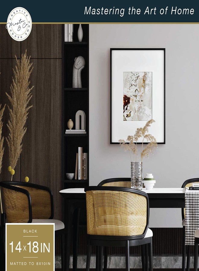 MCS Master & Co. Foundry Metal 14x18 Matted Picture Frame with 8x10 Photo Display, Black Vertical & Horizontal Wall Hanging Frame for Photos & Artwork (1-Pack) - Image 2