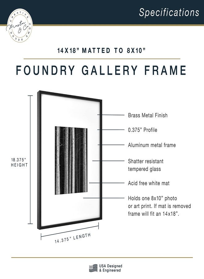 MCS Master & Co. Foundry Metal 14x18 Matted Picture Frame with 8x10 Photo Display, Black Vertical & Horizontal Wall Hanging Frame for Photos & Artwork (1-Pack) - Image 3