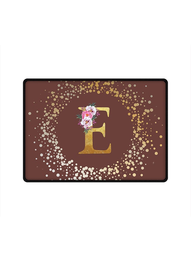 Stylizedd Designer Gaming Mouse Pad  Anti-Skid Mousepad Large Keyboard Mouse Pad Desk Mat Custom Monogram Initial Letter Floral Pattern Alphabet - E  (Brown) - Image 1