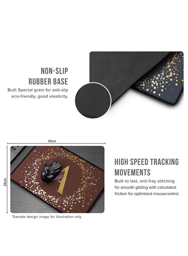 Stylizedd Designer Gaming Mouse Pad  Anti-Skid Mousepad Large Keyboard Mouse Pad Desk Mat Custom Monogram Initial Letter Floral Pattern Alphabet - E  (Brown) - Image 4