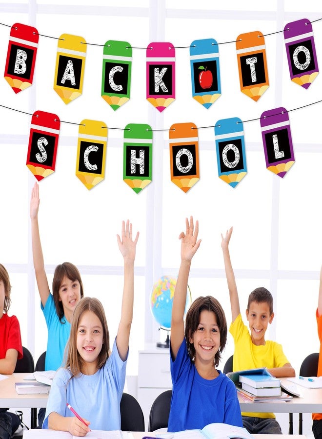زينة العودة إلى المدرسة، لافتة ترحيب بالعودة إلى المدرسة مع زينة معلقة، لوازم اليوم الأول من المدرسة، لافتة أقلام رصاص لليوم الأول من المدرسة، ديكورات حفلات منزلية لرياض الأطفال ومرحلة ما قبل المدرسة - Image 4