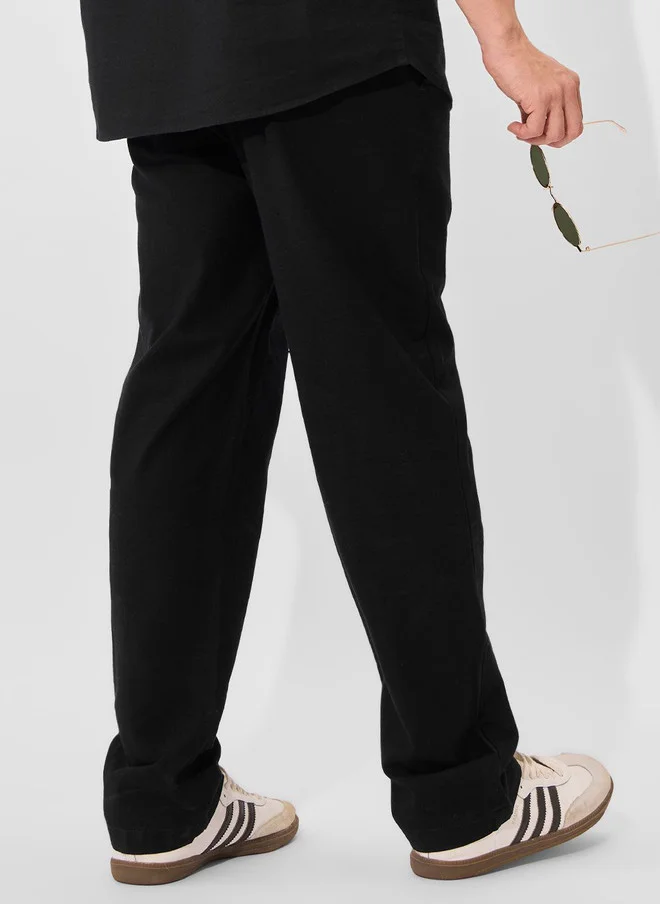 The Souled Store  The Souled Store Men Straight Fit Solid Black Pants  | Best Price UAE