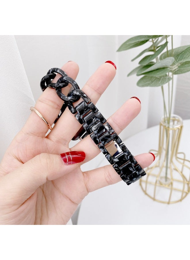 Generic - Suitable For Apple Strap Suitable For Iwatch Strap Denim Chain Small Chanel Style Transparent Resin Transparent Strap-Color:Black And White Dot-Exterior Dimension:42/44/45mm - Image 1