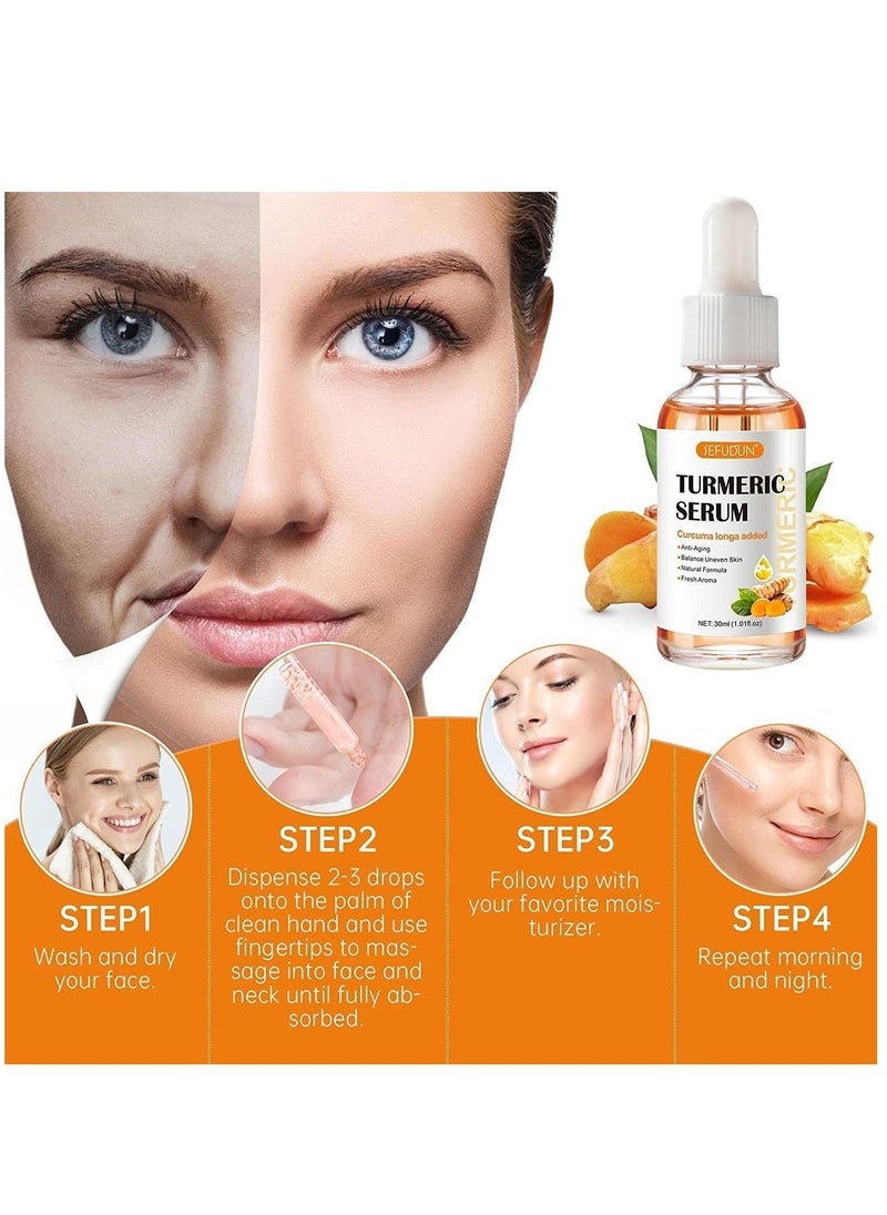 Sefudun - Turmeric Dark Spot Corrector Serum Anti Aging Face Repair Serum Natural Turmeric Bright Skin Dark Spot Skin Care Moisturizing Repair Serum Turmeric Oil for Face for Men & Women 30ml - Image 1
