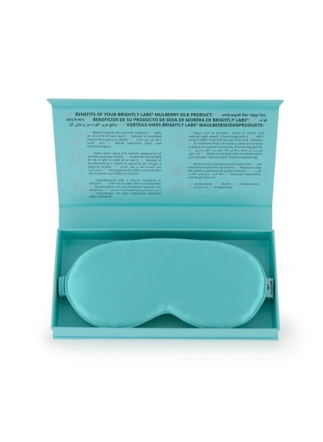 BRIGHTLY LABS - Pure Mulberry Silk Contour Eye Mask, Ultimate Sleeping Aid For Full Night'S Sleep, Super Soft Comfortable Sleep Mask, Elastic Strap, 22 Momme, Infused With Silver Ions, Aqua Colour - Image 1