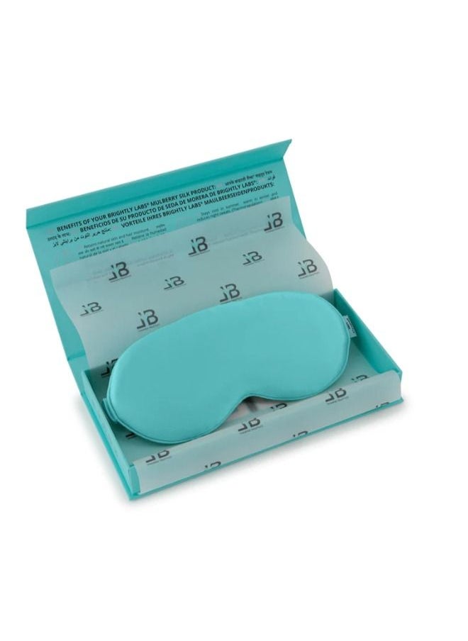 BRIGHTLY LABS - Pure Mulberry Silk Contour Eye Mask, Ultimate Sleeping Aid For Full Night'S Sleep, Super Soft Comfortable Sleep Mask, Elastic Strap, 22 Momme, Infused With Silver Ions, Aqua Colour - Image 1