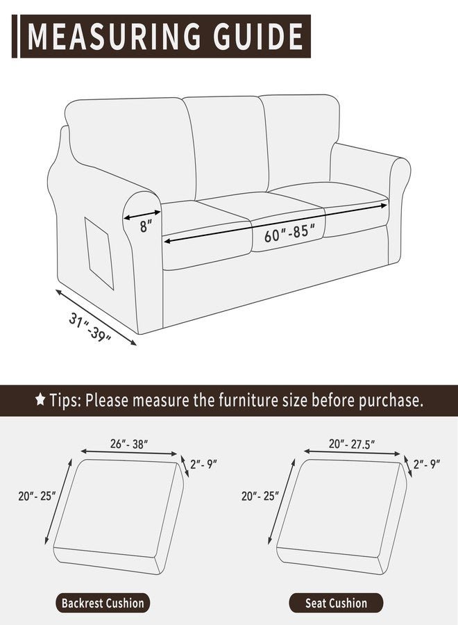 Easy-Going 7 Pieces Stretch Couch Cover Washable Sofa Cover Set for 3 Backrest and Seat Cushion Couch Anti-Slip Sofa Slipcover Furniture Protector with Elastic Bottom (Large, Grayish Green) - Image 4