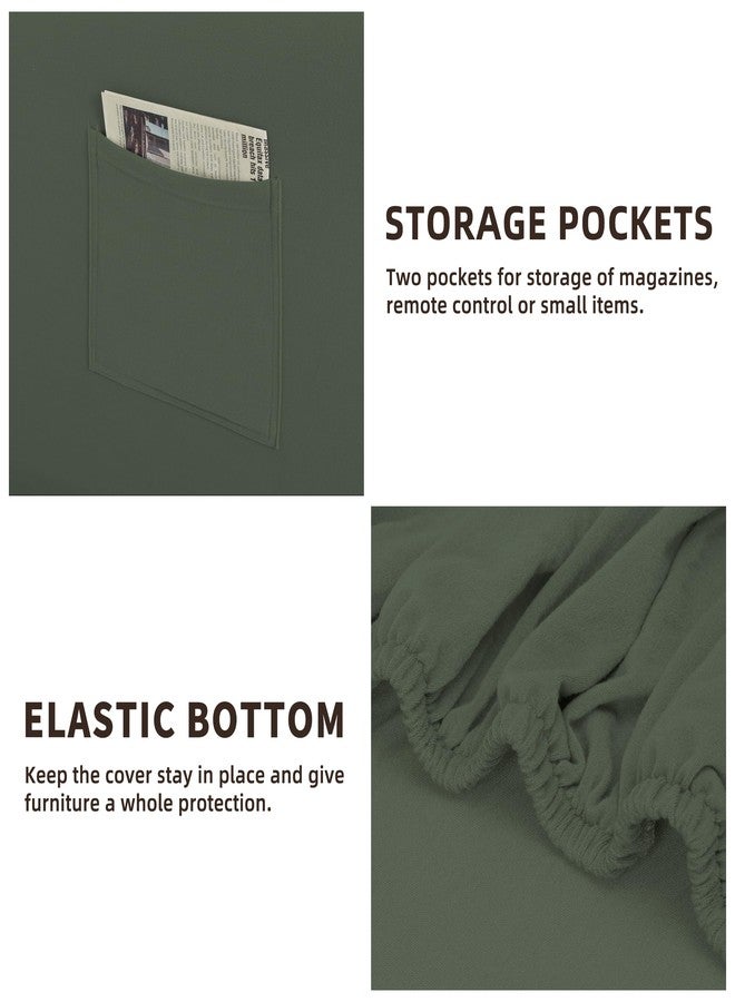 Easy-Going 7 Pieces Stretch Couch Cover Washable Sofa Cover Set for 3 Backrest and Seat Cushion Couch Anti-Slip Sofa Slipcover Furniture Protector with Elastic Bottom (Large, Grayish Green) - Image 5