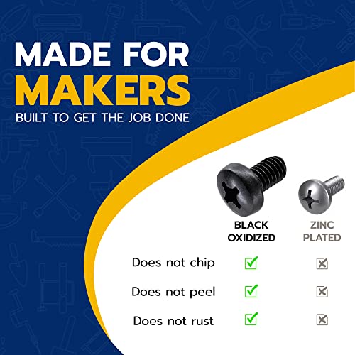 MAKERS BOLT Black License Plate Screws for BMW and Tesla, Phillips Machine Pan Head 18-8, Stainless Steel, M5-0.8 x 6 mm Bolt (Pack of 4) - Image 4