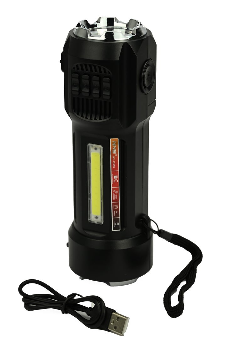 NNS - Portable Wireless Speaker with Solar Charging, FM Radio, Rechargeable Outdoor Flashlight, and 3W Lamp with a Power Bank, Powerful LED Light, Smart Flash, and Rechargeable USB Camping Lamp - Image 1
