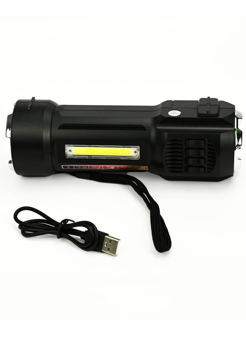 NNS - Portable Wireless Speaker with Solar Charging, FM Radio, Rechargeable Outdoor Flashlight, and 3W Lamp with a Power Bank, Powerful LED Light, Smart Flash, and Rechargeable USB Camping Lamp - Image 1