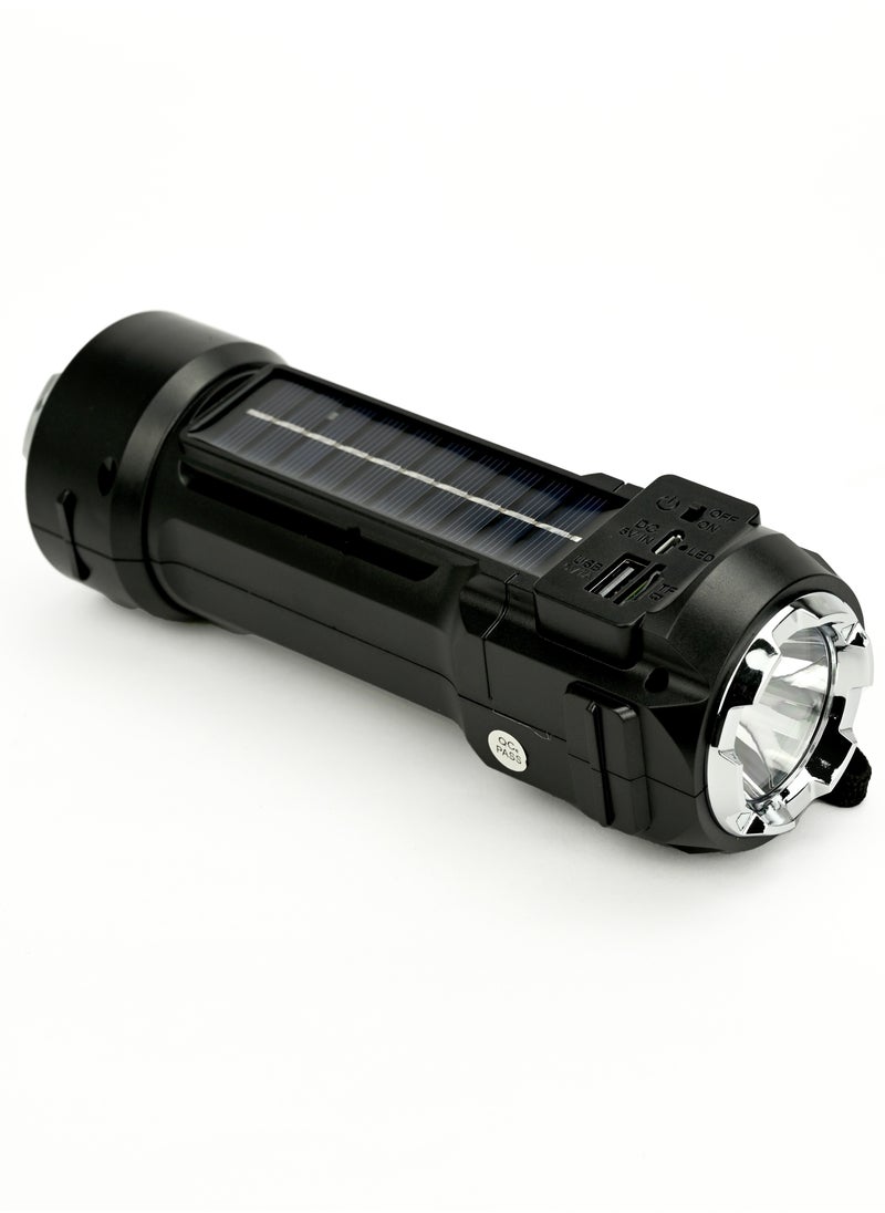 NNS - Portable Wireless Speaker with Solar Charging, FM Radio, Rechargeable Outdoor Flashlight, and 3W Lamp with a Power Bank, Powerful LED Light, Smart Flash, and Rechargeable USB Camping Lamp - Image 1