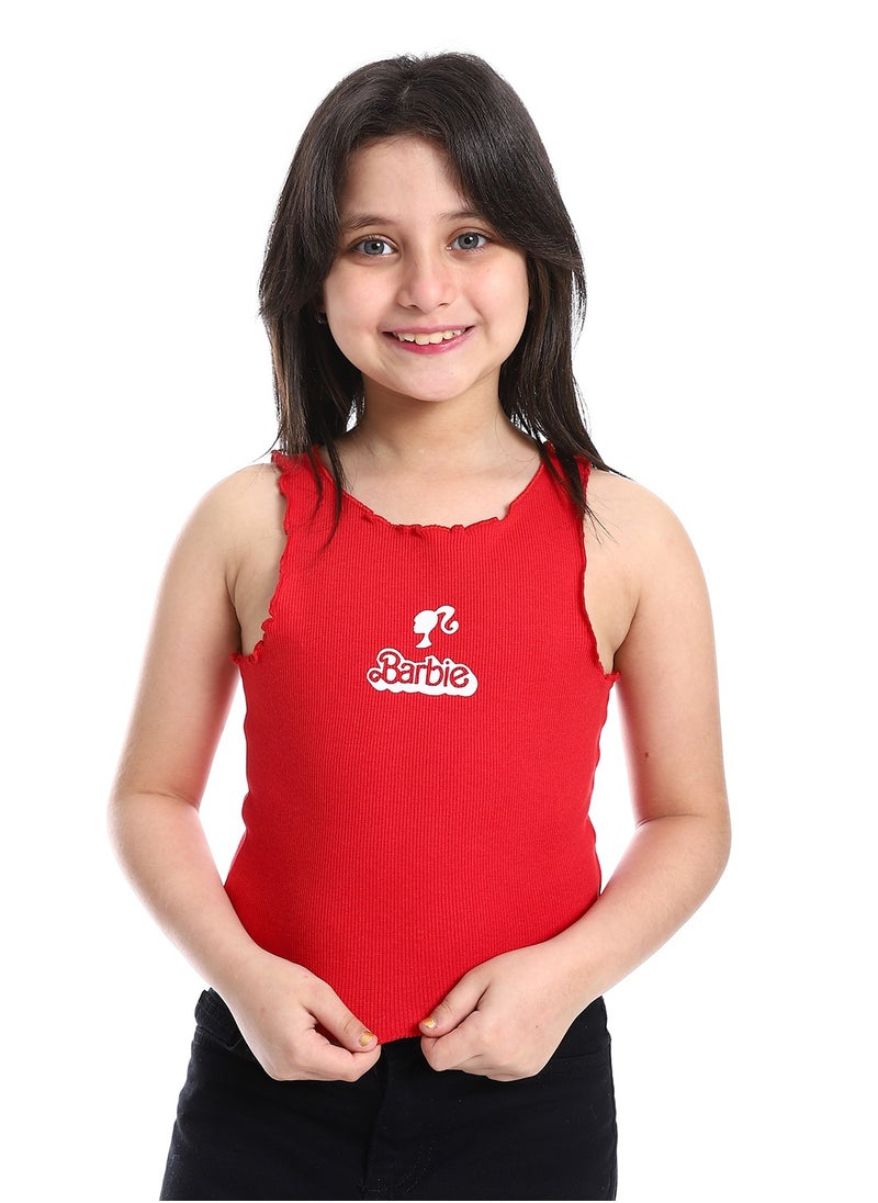 REDCOTTON - Girls' Fashionable Crop Top - Chic & Casual - Cotton-RED - Image 1