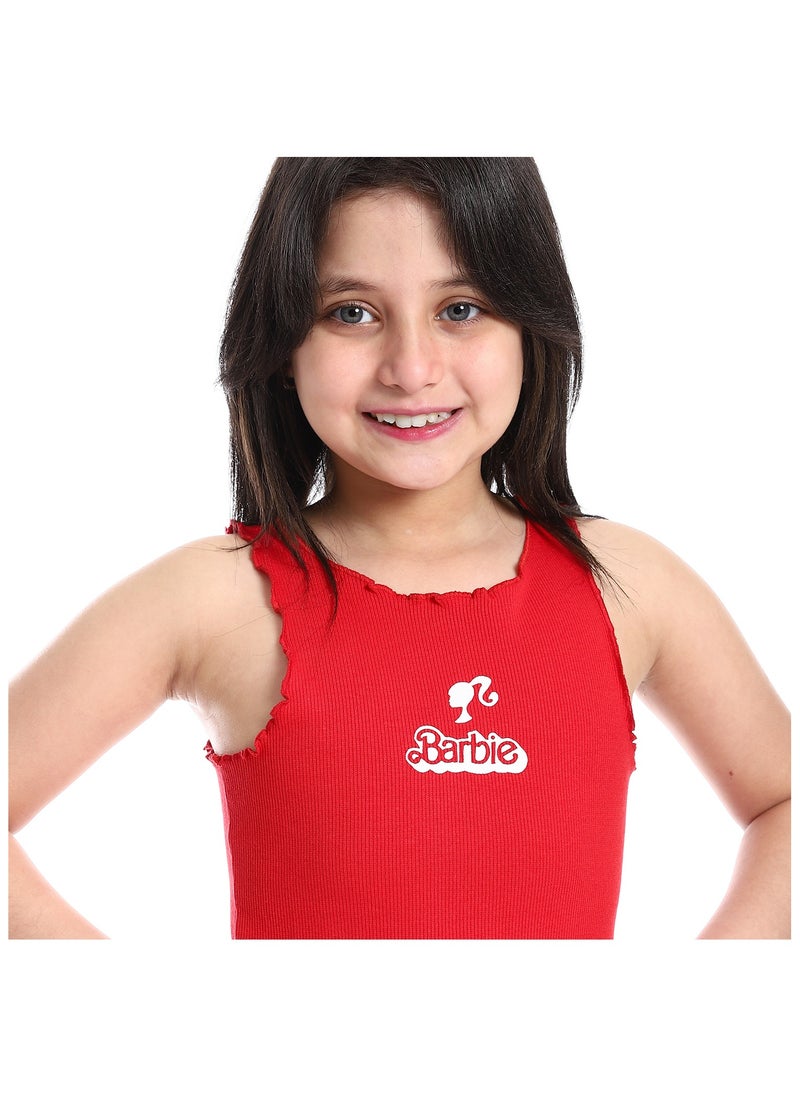 REDCOTTON - Girls' Fashionable Crop Top - Chic & Casual - Cotton-RED - Image 1
