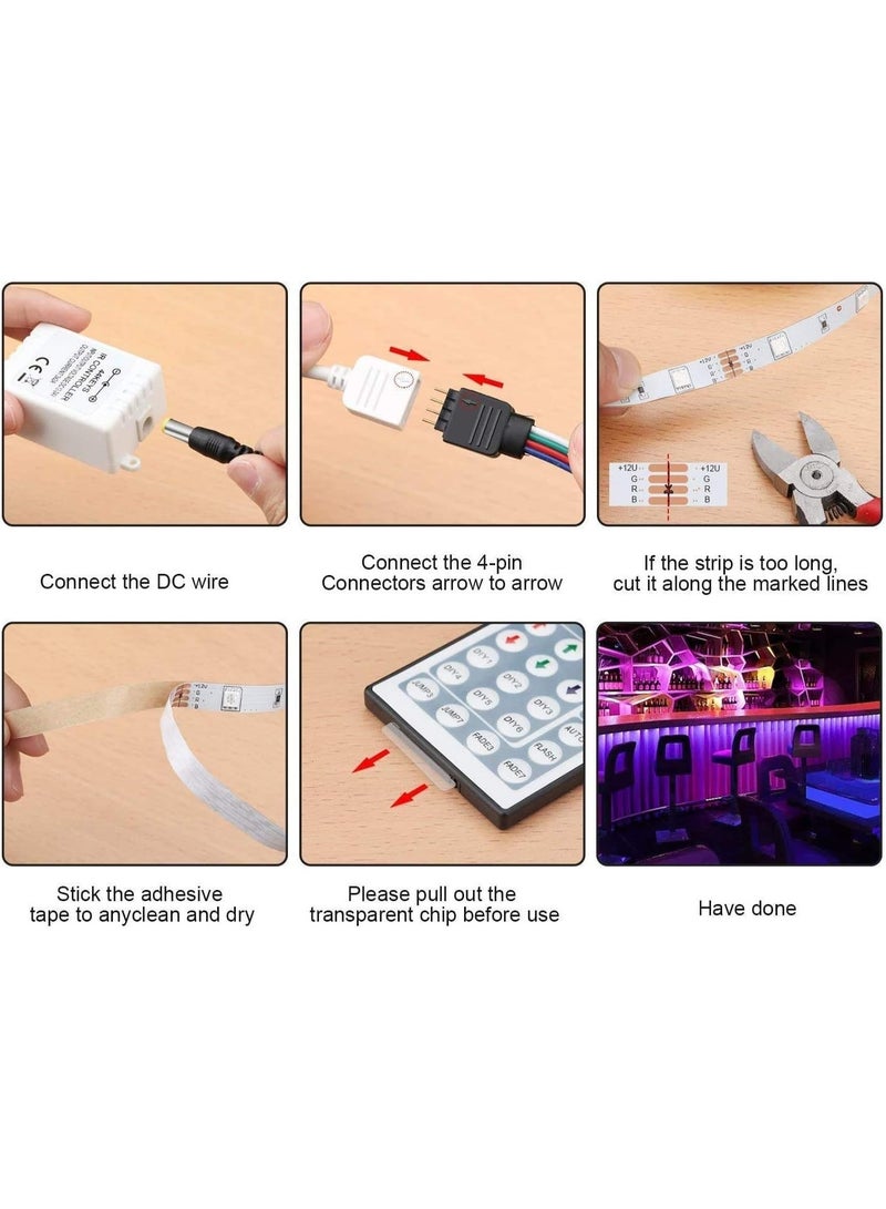 طلال شريط إضاءة LED بطول 5 أمتار، شريط إضاءة LED متعدد الألوان RGB، شريط إضاءة LED متعدد الألوان بـ 16 لونًا مع جهاز تحكم عن بعد، طقم إضاءة LED مرن ذاتي اللصق للمنزل والمطبخ وغرفة النوم وإضاءة خلفية التلفزيون والحانات والحفلات والاستخدامات الزخرفية - Image 4