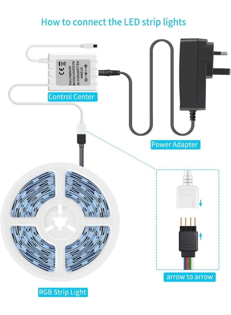 طلال شريط إضاءة LED بطول 5 أمتار، شريط إضاءة LED متعدد الألوان RGB، شريط إضاءة LED متعدد الألوان بـ 16 لونًا مع جهاز تحكم عن بعد، طقم إضاءة LED مرن ذاتي اللصق للمنزل والمطبخ وغرفة النوم وإضاءة خلفية التلفزيون والحانات والحفلات والاستخدامات الزخرفية - Image 5