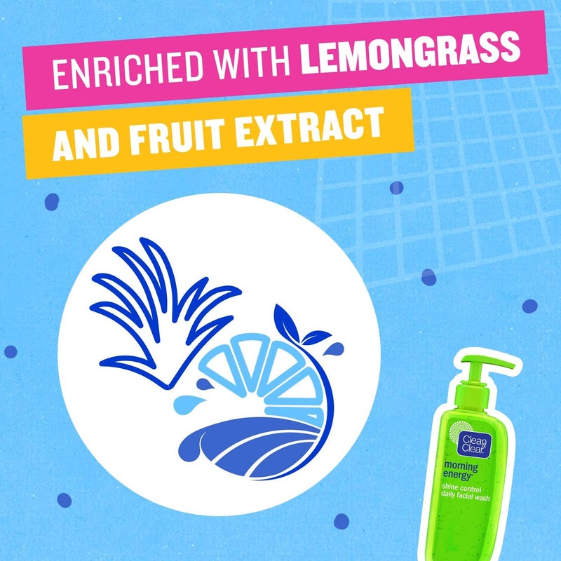 Clean & Clear Daily Facial Wash Morning Energy Shine Control, Enriched with lemongrass and fruit extracts, keeps skin awake, fresh and shine free, 150ml - Image 3