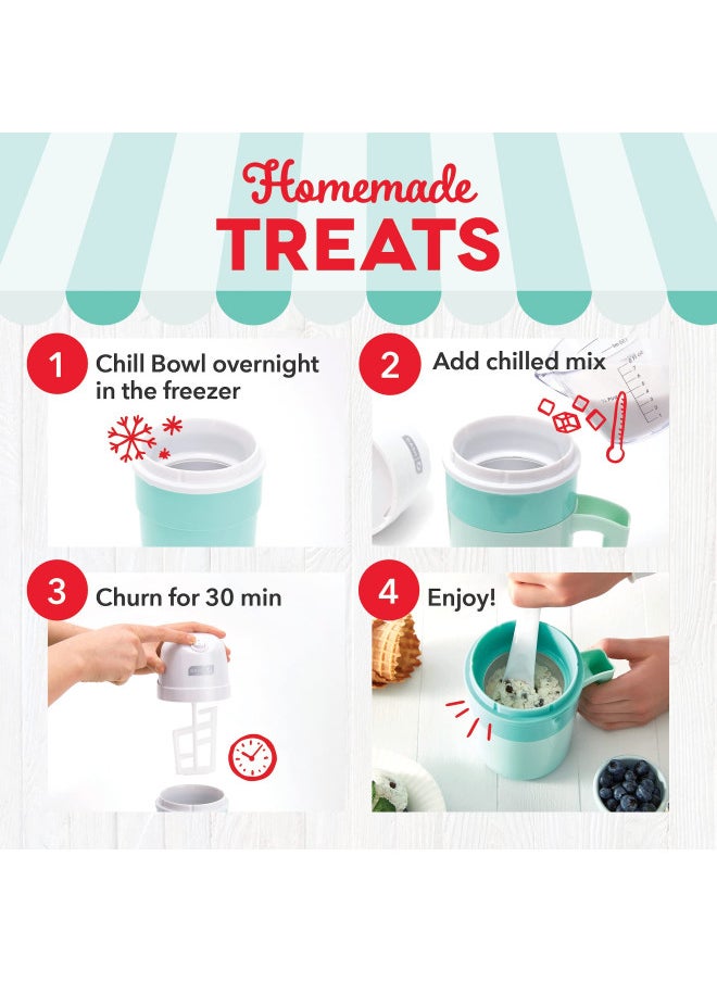 Dash DASH My Pint Electric Ice Cream Maker Machine for Gelato, Sorbet + Frozen Yogurt with Mixing Spoon & Recipe Book (Organic, Sugar Free, Flavored Healthy Snacks + Dessert for Kids & Adults) 0.4qt - Aqua  - Image 3