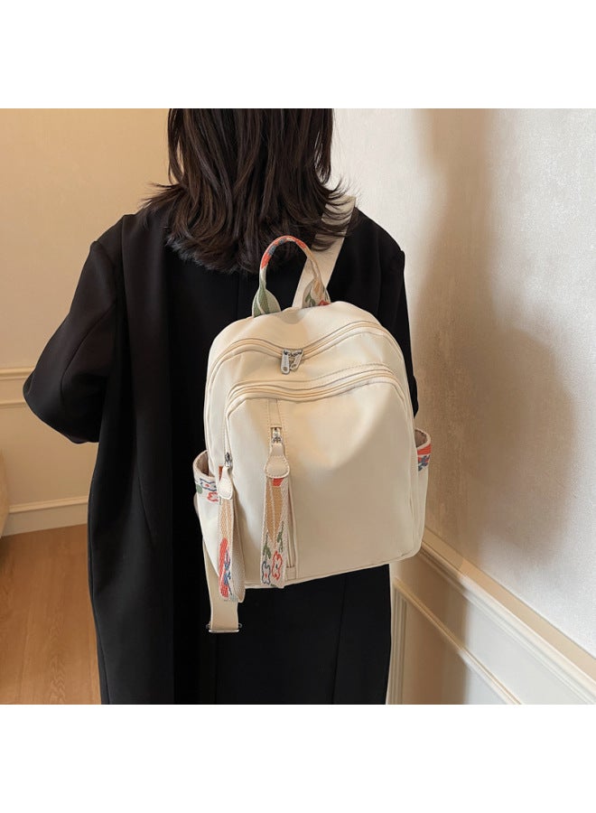 2025 Niche Women's Backpack Korean Style All-match Women's Bag Casual OxFord Cloth Large Capacity Travel Backpack-Color:Beige  - Image 1