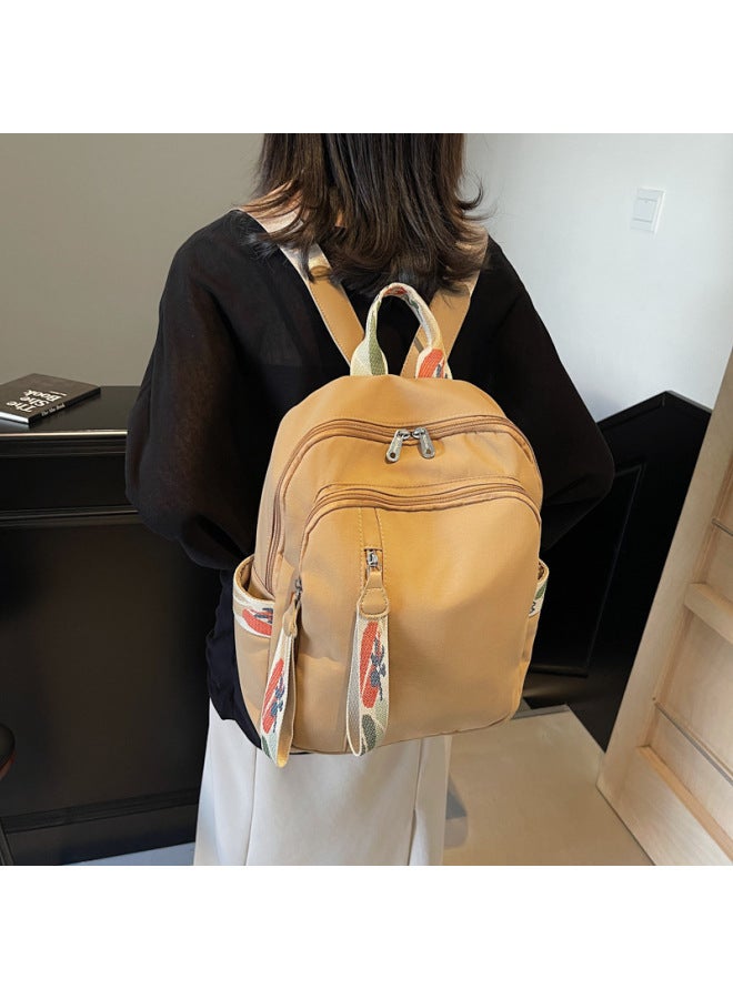 2025 Niche Women's Backpack Korean Style All-match Women's Bag Casual OxFord Cloth Large Capacity Travel Backpack-Color:Beige  - Image 4