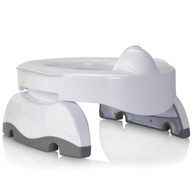 Kalencom Kalencom Potette Plus Premium 2 in 1 Travel Potty and Toilet Seat Trainer Ring with Built in Pee Guard and EasyGrip Handles WhiteGray