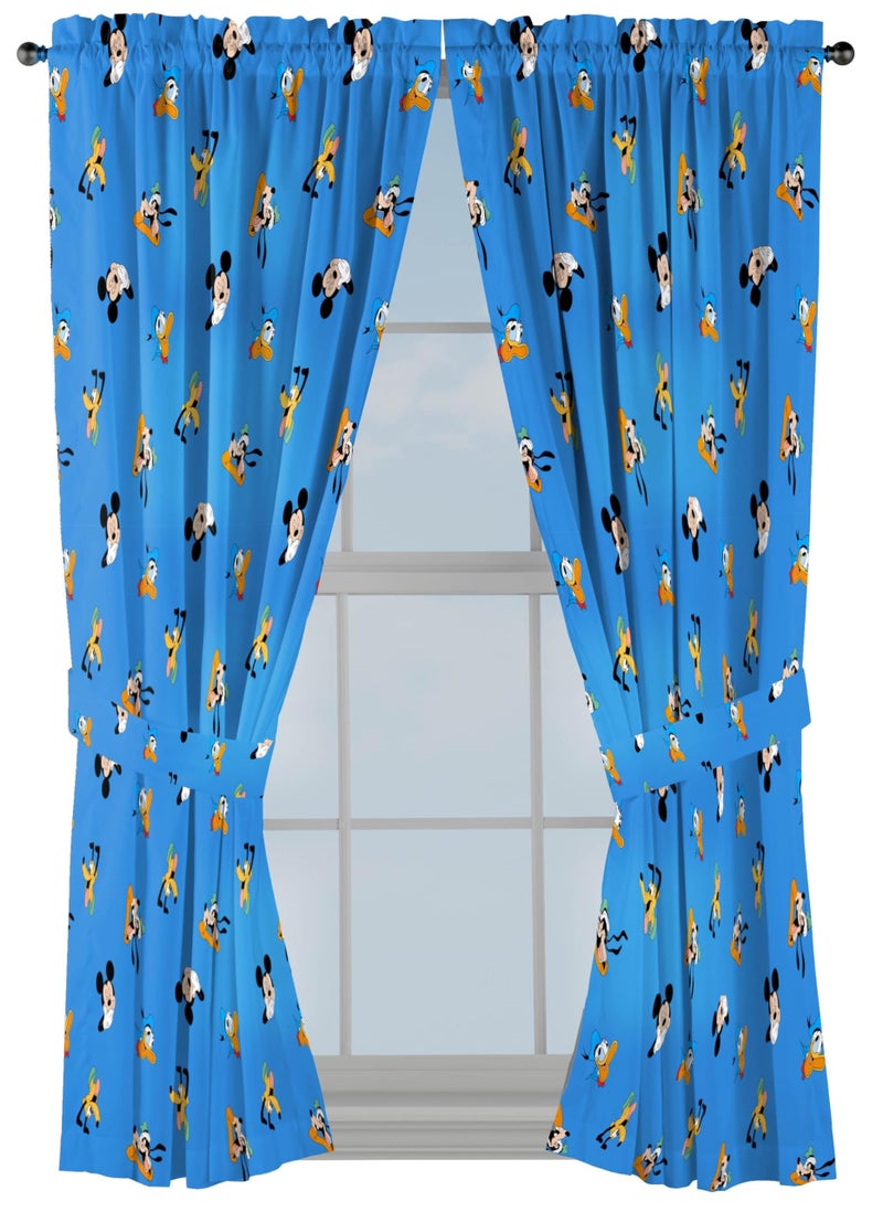 Jay Franco Window Curtains for Kids Bedroom 4-Piece Drape Set with 2 Tiebacks  Blue - Mickey Mouse  42"" W x 63"" L (Pack of 2) - Image 1