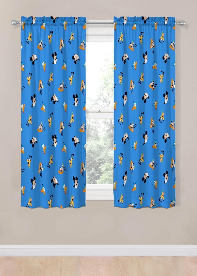 Jay Franco Window Curtains for Kids Bedroom 4-Piece Drape Set with 2 Tiebacks  Blue - Mickey Mouse  42"" W x 63"" L (Pack of 2) - Image 2