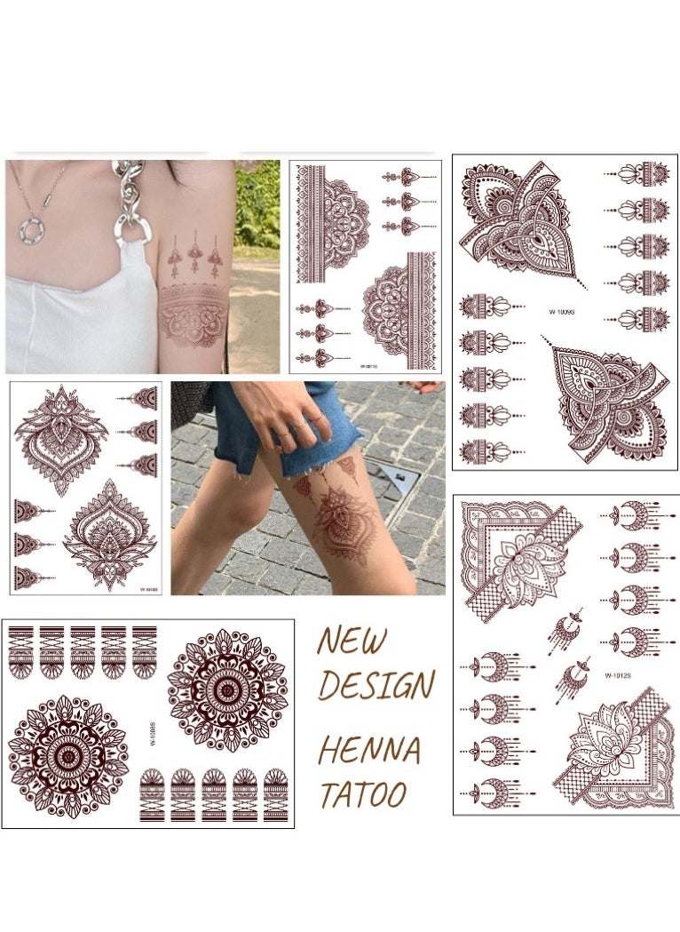 24 Sheets of Brownish Red Henna Tattoo Stickers  Multi-Designs Mehndi Waterproof New Henna Ramadan Eid Gift - pzsku/Z5CAE4CE698E61F2FCE56Z/45/_/1724073648/47e139ec-9ec7-420d-ad74-ef3fd9779f72