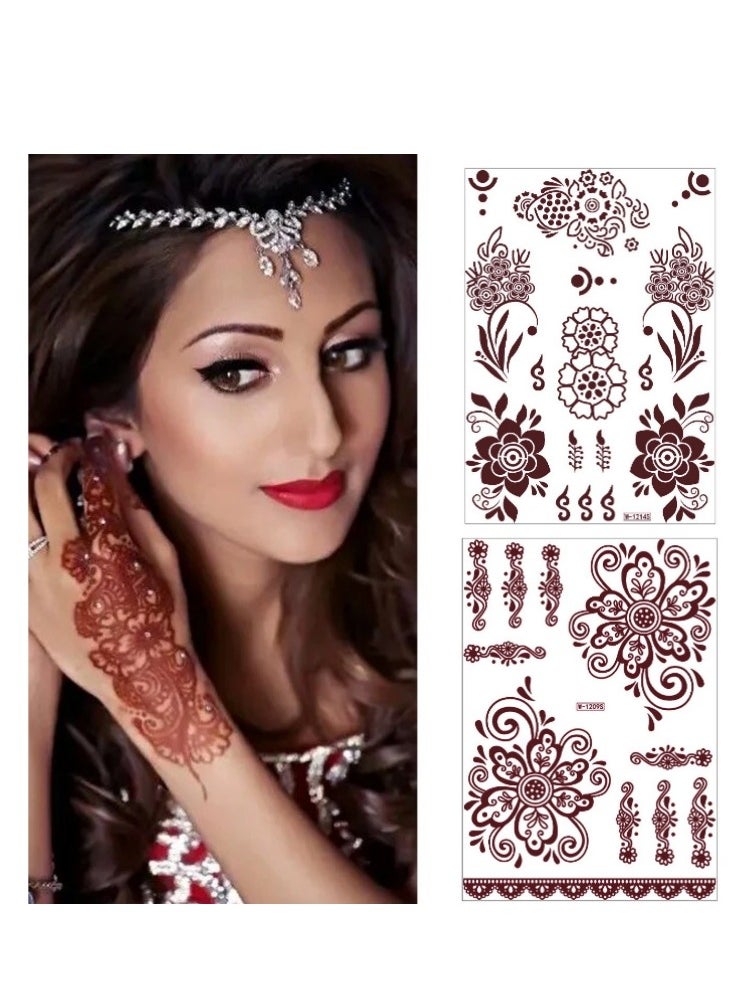 24 Sheets of Brownish Red Henna Tattoo Stickers  Multi-Designs Mehndi Waterproof New Henna Ramadan Eid Gift - pzsku/Z5CAE4CE698E61F2FCE56Z/45/_/1724074733/d9911b0a-637b-4a3c-b355-4e5cbb3d703a