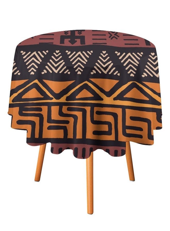 YSWOW African Mud Cloth Tablecloth, Tribal Ethnic Boho Geometric Art Printed Print Stain Washable Table Resistant for Kitchen Dinning Outdoor Picnic Party Round 36x36in - Image 2