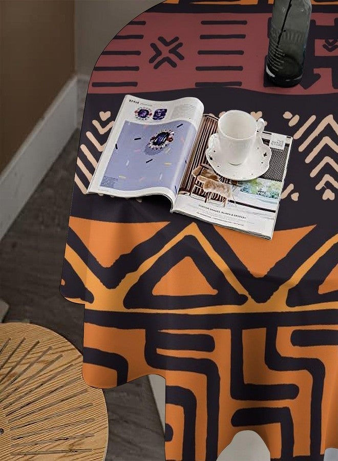 YSWOW African Mud Cloth Tablecloth, Tribal Ethnic Boho Geometric Art Printed Print Stain Washable Table Resistant for Kitchen Dinning Outdoor Picnic Party Round 36x36in - Image 5