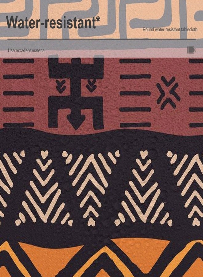 YSWOW African Mud Cloth Tablecloth, Tribal Ethnic Boho Geometric Art Printed Print Stain Washable Table Resistant for Kitchen Dinning Outdoor Picnic Party Round 36x36in - Image 4