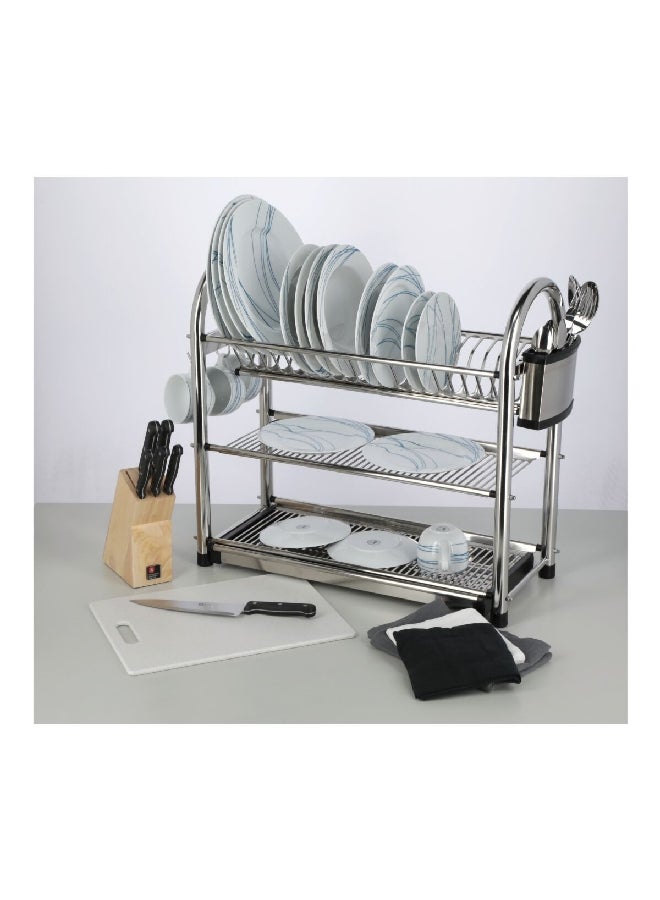 PARFAIT 3-Layer Anti-Slip Feet Stainless Steel Dish Rack Silver Large DQ-6264A3  - Image 4