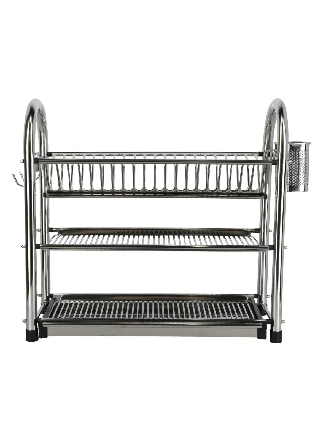 PARFAIT 3-Layer Anti-Slip Feet Stainless Steel Dish Rack Silver Large DQ-6264A3