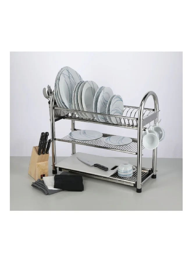 PARFAIT 3-Layer Anti-Slip Feet Stainless Steel Dish Rack Silver Large DQ-6264A3