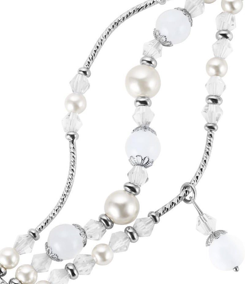 Simpeak 5872 Fashion Band Compatible With Fitbit Charge 2 Smartwatch Elastic Beaded Replacement for Adults White - Image 5