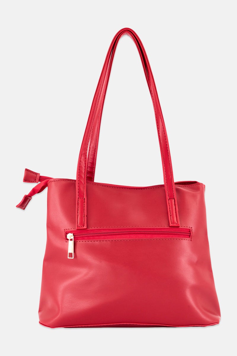 Lavie حقيبة يد بشعار ماركة نسائية، حمراء - Image 2