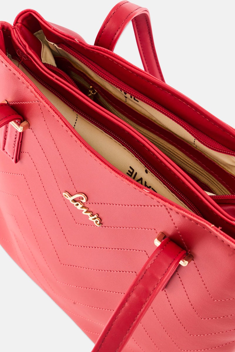 Lavie حقيبة يد بشعار ماركة نسائية، حمراء - Image 3