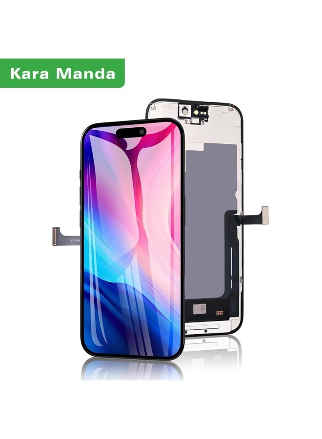 كاراماندا لشاشة iPhone 15 Pro البديلة مقاس 6.1 بوصة، شاشة LCD تعمل باللمس ثلاثي الأبعاد مع وحدة تحويل الرقمية  - متوافقة مع iPhone 15Pro - Image 1