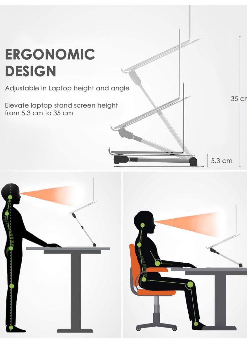 ARTIKEL - Wergo Laptop Stand | Height Adjustable Sit to Stand Riser for desk | Standing Desk Convertor | Ergonomic Foldable & Portable | Universally Compatible | Space Gray - Image 1