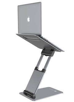 Wergo Laptop Stand | Height Adjustable Sit to Stand Riser for desk | Standing Desk Convertor | Ergonomic Foldable & Portable | Universally Compatible | Space Gray