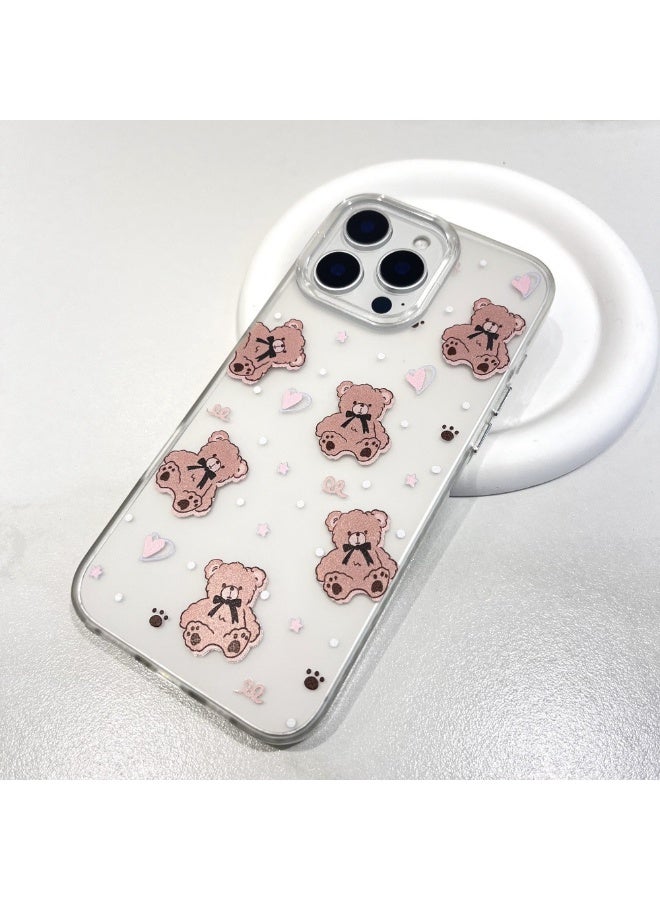 NIBEMINENT Cute Teddy Bear Protective TPU Case Cover For iPhone 15 Pro Max Clear - Image 2