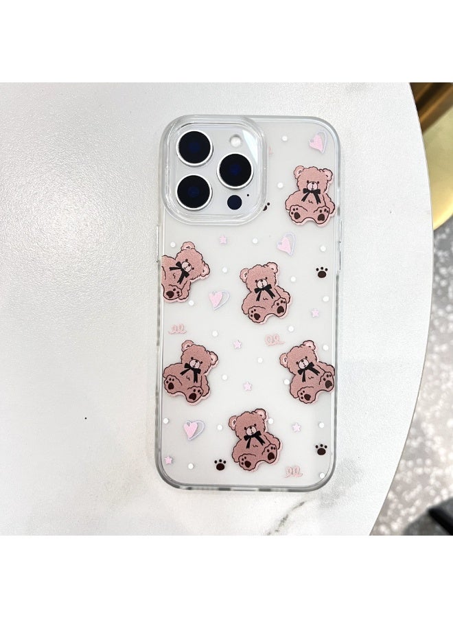 NIBEMINENT Cute Teddy Bear Protective TPU Case Cover For iPhone 15 Pro Max Clear - Image 1