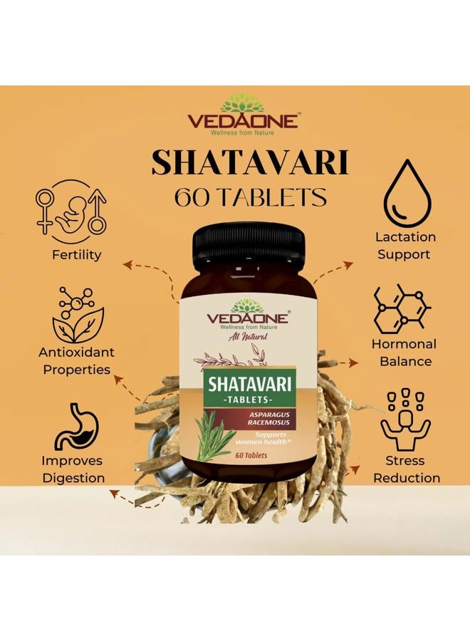 VedaOne All Natural Shatavari tablets | 750mg each| 60 Tablets| Shatavari supplement for women |Hormonal Balance, Women's Reproductive Health, Improve Mood and Immunity, Mental Clarity - Image 3